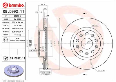 09D99211 BREMBO Тормозной диск