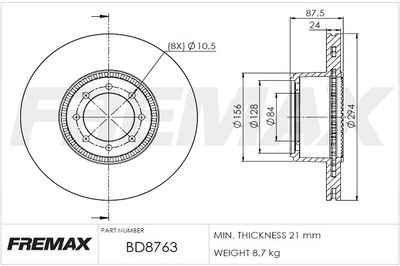 BD8763 FREMAX Тормозной диск