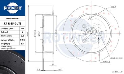 RT1355GLT3 ROTINGER Тормозной диск