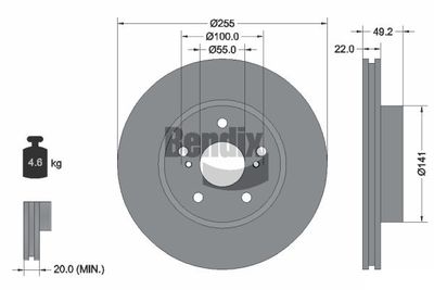 BDS1687 BENDIX Braking Тормозной диск