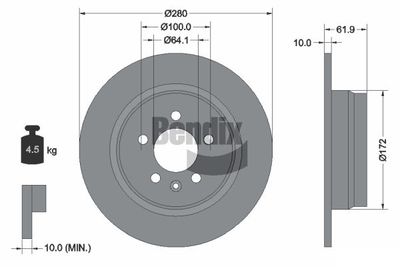 BDS1852 BENDIX Braking Тормозной диск