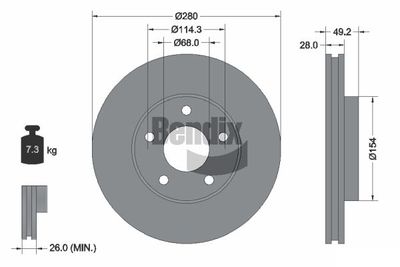 BDS1237 BENDIX Braking Тормозной диск