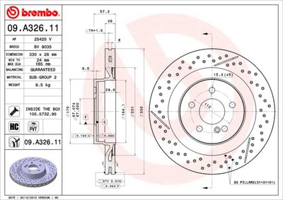 09A32611 BREMBO Тормозной диск