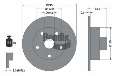 BDS1354 BENDIX Braking Тормозной диск