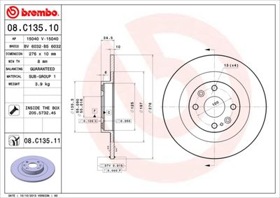 08C13511 BREMBO Тормозной диск