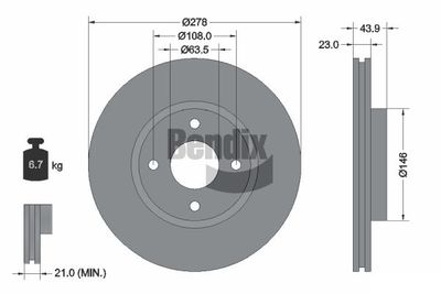 BDS1177 BENDIX Braking Тормозной диск