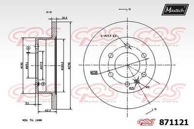 871121 MAXTECH Тормозной диск