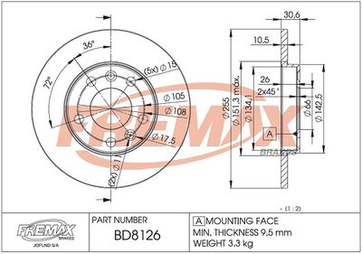 BD8126 FREMAX Тормозной диск