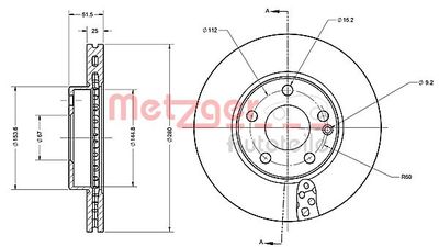 6110721 METZGER Тормозной диск