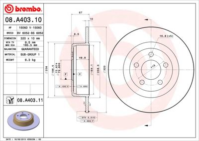 08A40311 BREMBO Тормозной диск
