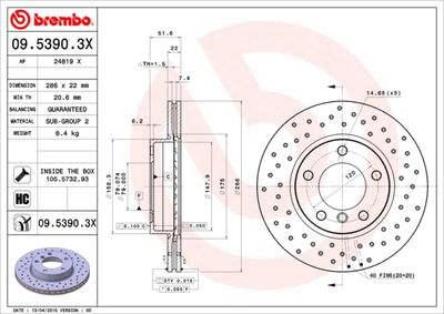 0953903X BREMBO Тормозной диск