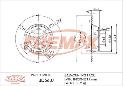 BD5637 FREMAX Тормозной диск