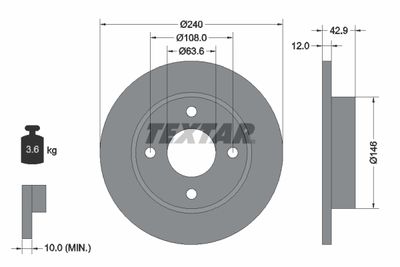 92075303 TEXTAR Тормозной диск
