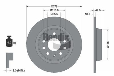 BDS1453 BENDIX Braking Тормозной диск