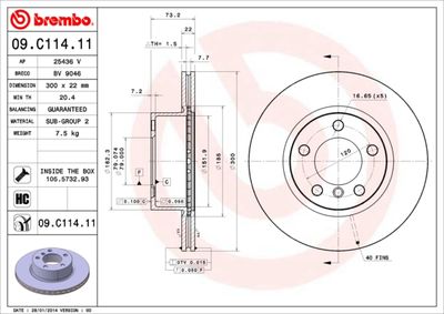 09C11411 BREMBO Тормозной диск