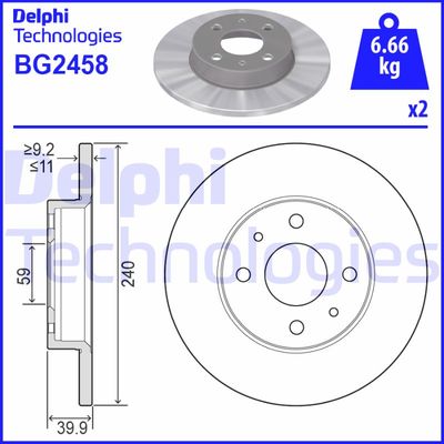 BG2458 DELPHI Тормозной диск
