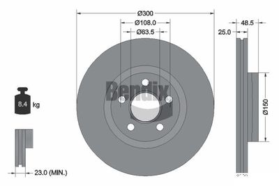 BDS2256 BENDIX Braking Тормозной диск