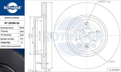 RT20396GL ROTINGER Тормозной диск