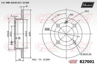 827001 MAXTECH Тормозной диск