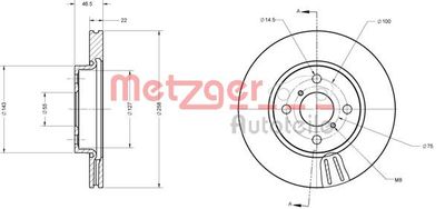 6110187 METZGER Тормозной диск