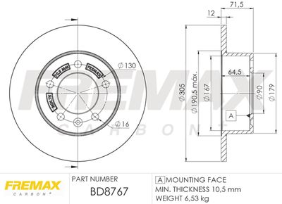 BD8767 FREMAX Тормозной диск