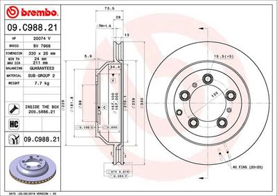 09C98821 BREMBO Тормозной диск