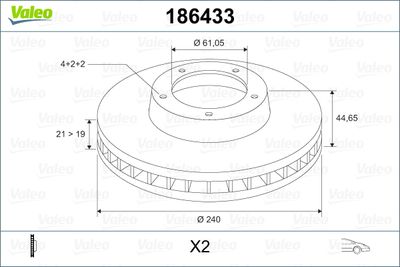 186433 VALEO Тормозной диск