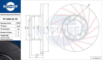 RT1043GLT6 ROTINGER Тормозной диск