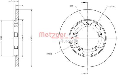 6110816 METZGER Тормозной диск