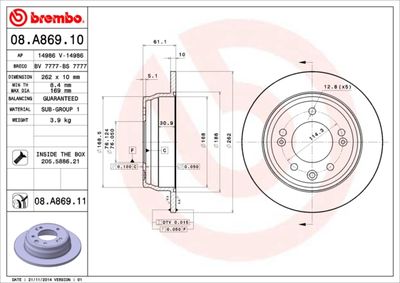 08A86910 BREMBO Тормозной диск