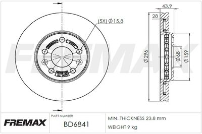 BD6841 FREMAX Тормозной диск