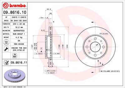 09861610 BREMBO Тормозной диск