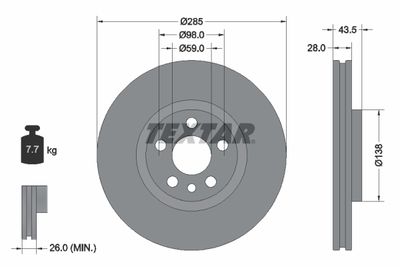 92115003 TEXTAR Тормозной диск