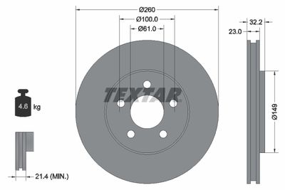 92271603 TEXTAR Тормозной диск
