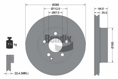 BDS1214 BENDIX Braking Тормозной диск