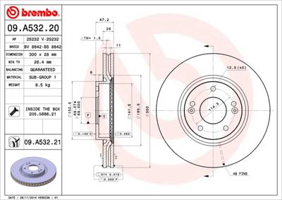 09A53221 BREMBO Тормозной диск