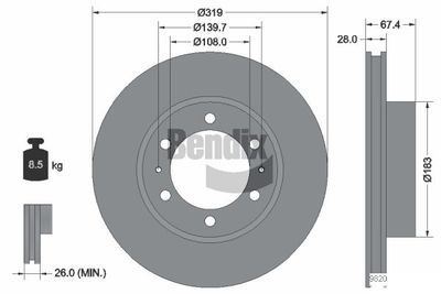 BDS1535 BENDIX Braking Тормозной диск