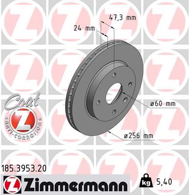 185395320 ZIMMERMANN Тормозной диск