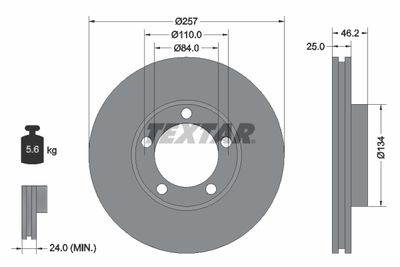 92080300 TEXTAR Тормозной диск