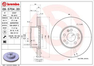 09570420 BREMBO Тормозной диск