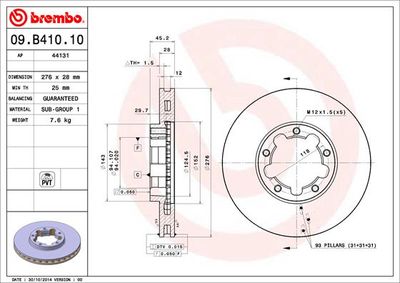 09B41010 BREMBO Тормозной диск