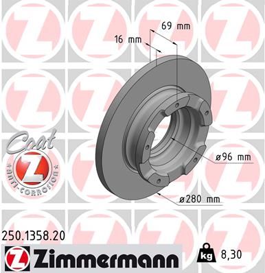 250135820 ZIMMERMANN Тормозной диск