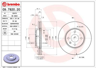 09782020 BREMBO Тормозной диск