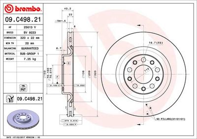 09C49821 BREMBO Тормозной диск