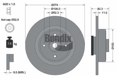 BDS1275 BENDIX Braking Тормозной диск