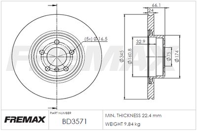 BD3571 FREMAX Тормозной диск