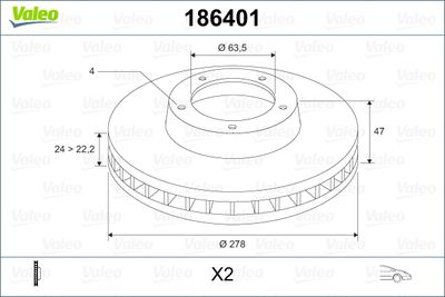 186401 VALEO Тормозной диск