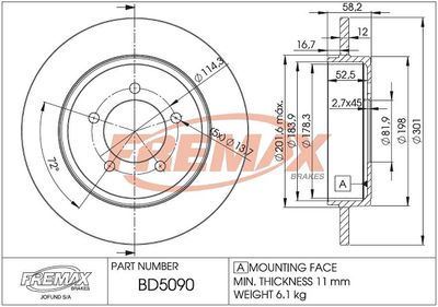 BD5090 FREMAX Тормозной диск