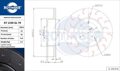 RT1339GLT9 ROTINGER Тормозной диск