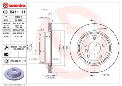 09B41111 BREMBO Тормозной диск